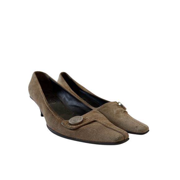 Prada Shoes - Prada Suede Leather Pointed Kitten Heels Womens Size 38.5 (US 8.5) Beige Vintage